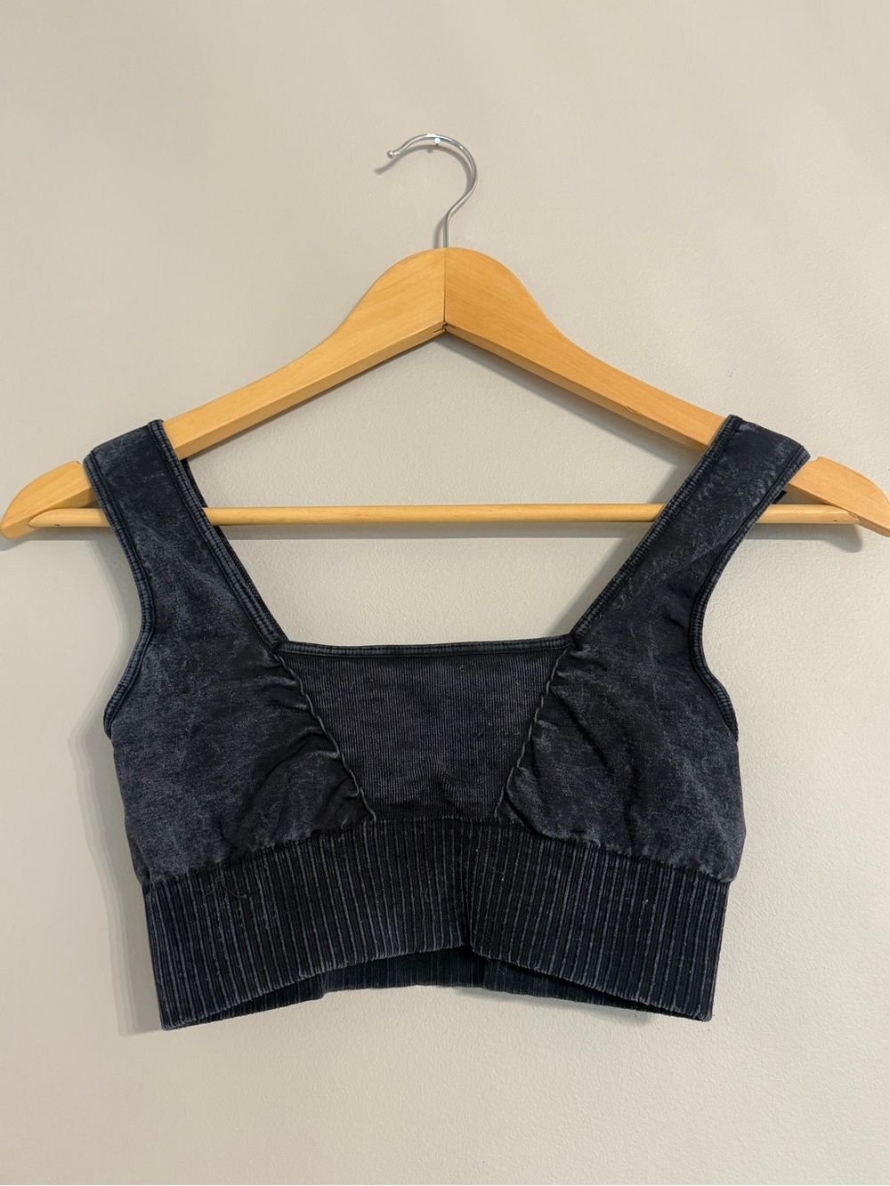 FP Movement by Free People Washed Black Ribbed-Band Bra